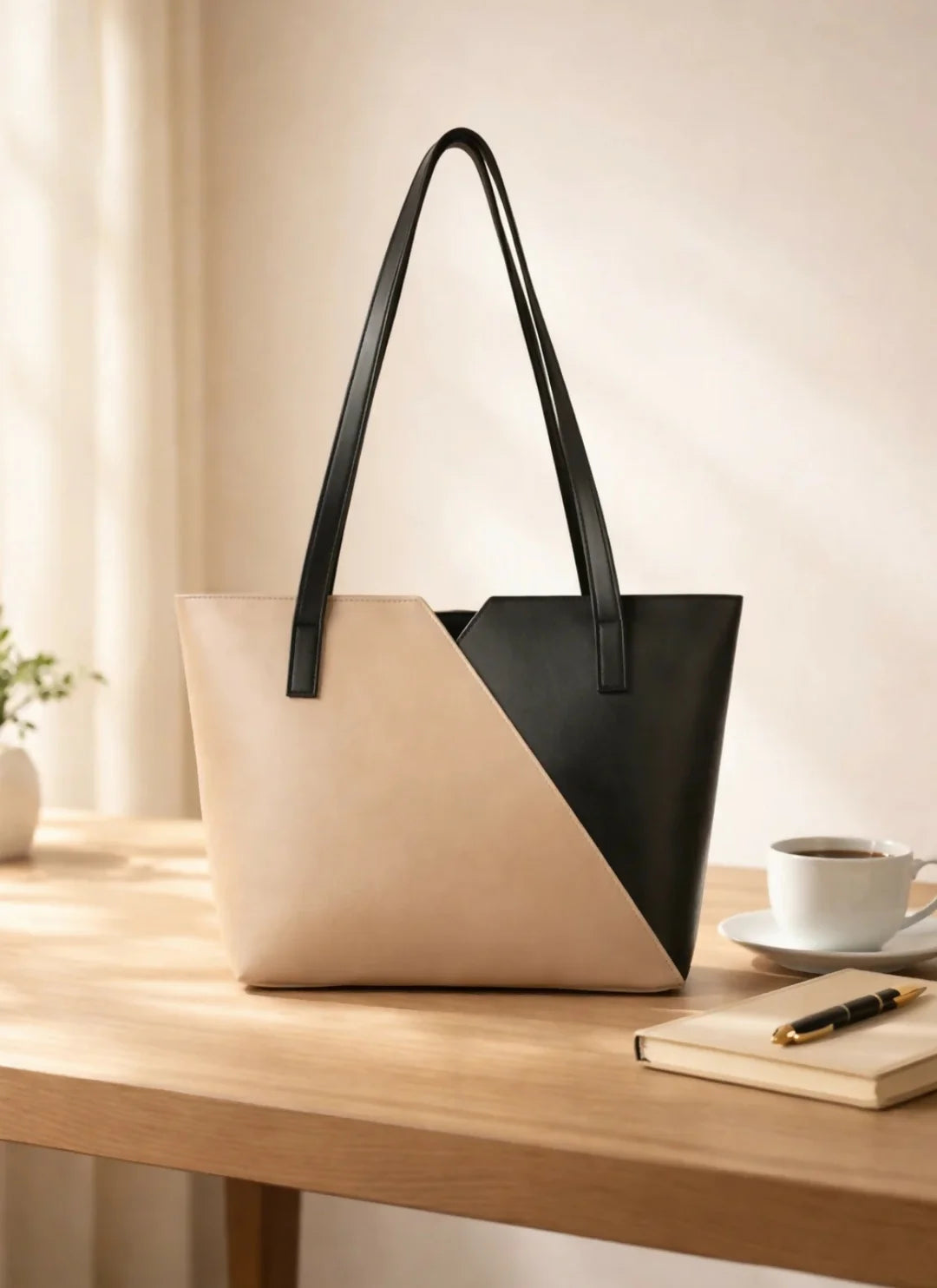 Black & Beige Tote Bag for Women | Aesthetic Tote – KAIROS